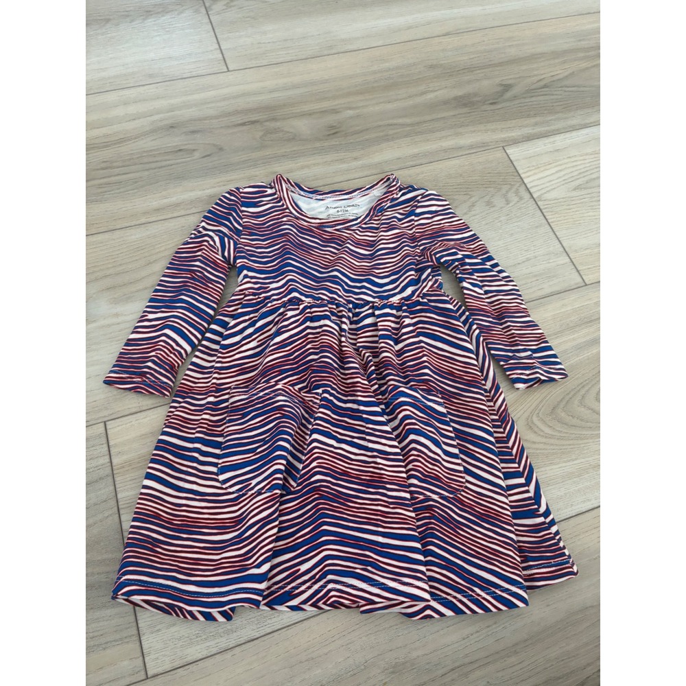 Angel Dear‎ Buffalo Bills Kids Dress 6 12M Blue Red White Stripe Tiered Pockets